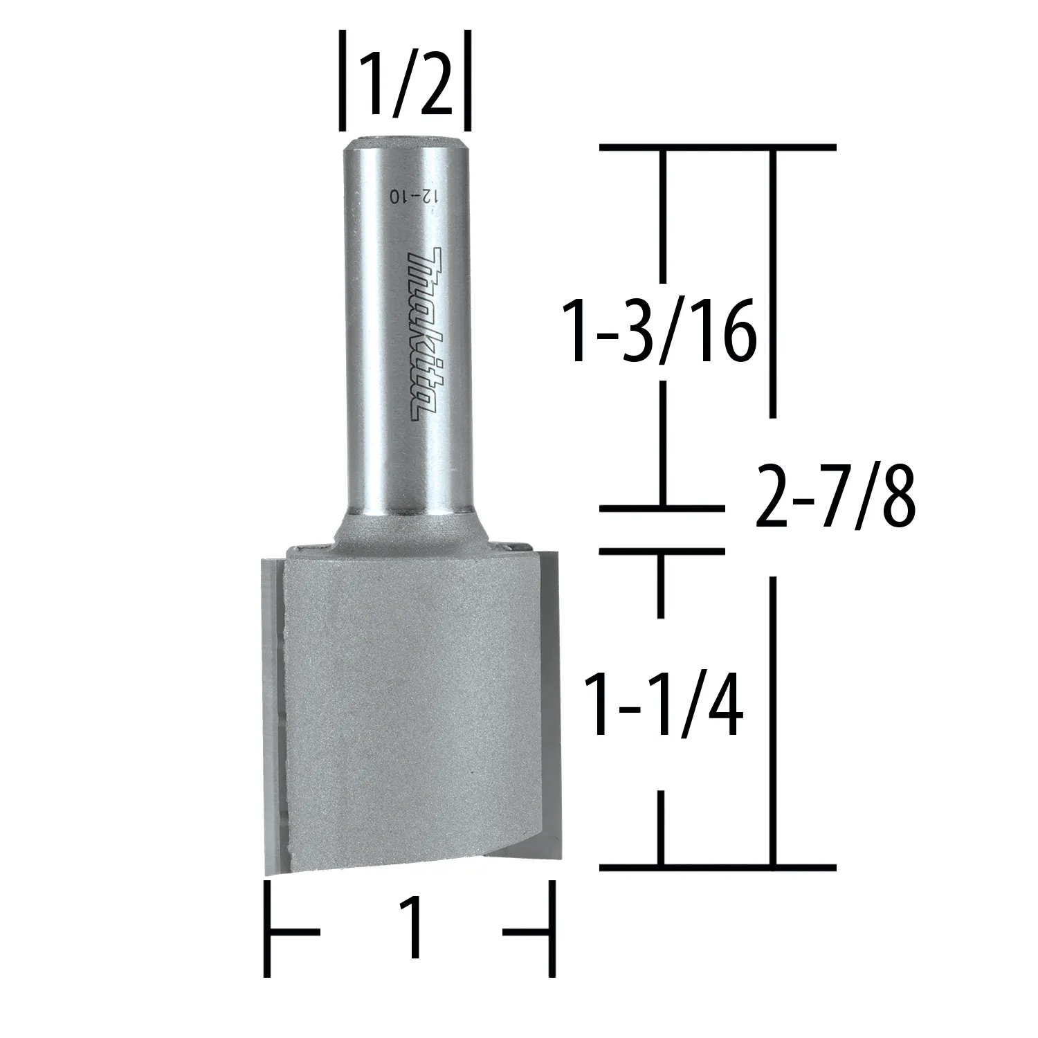 1" Straight, 2 Flute, C.T. Router Bit, 1/2" Shank, 1‑1/4" Cut