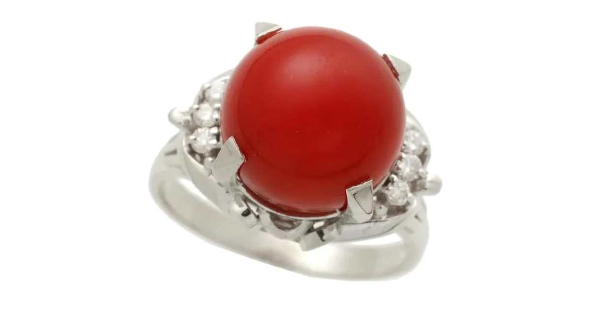 & Other Stories Anillo de platino y coral en excelente estado Plata 