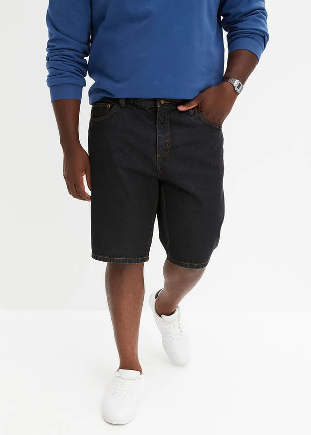 Bermudas vaqueras con cinturilla elástica lateral de corte clásico denim negro
