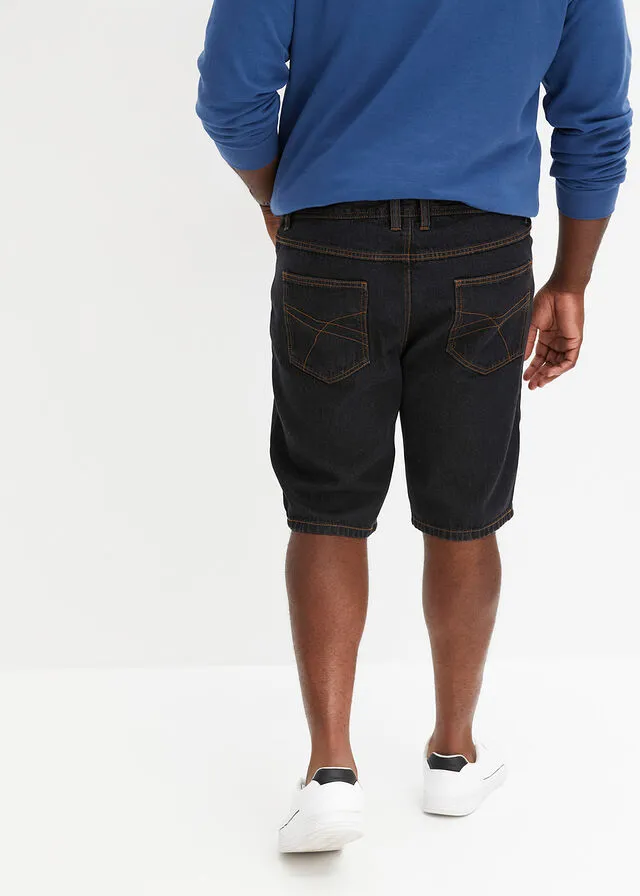 Bermudas vaqueras con cinturilla elástica lateral de corte clásico denim negro