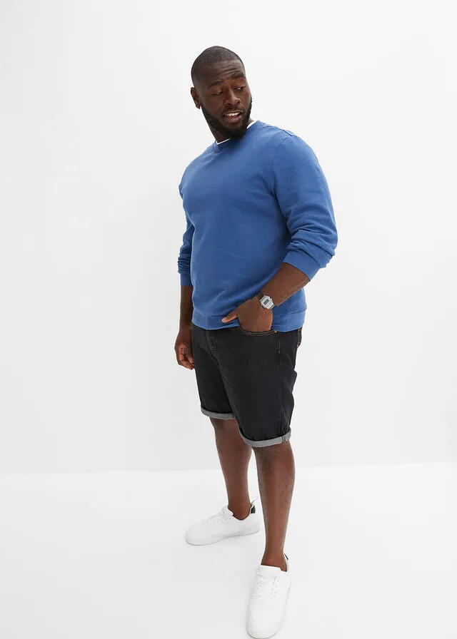 Bermudas vaqueras con cinturilla elástica lateral de corte clásico denim negro