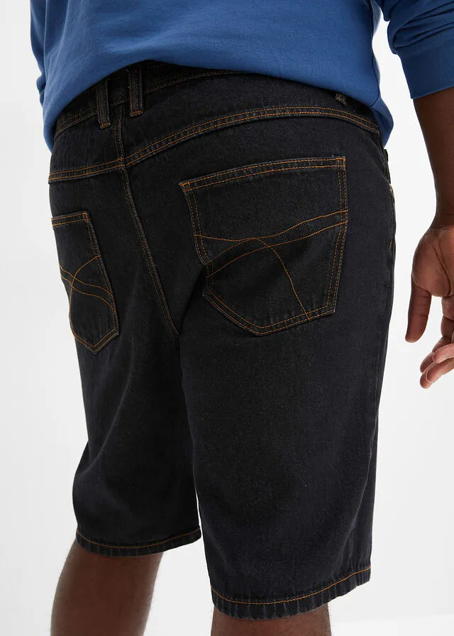 Bermudas vaqueras con cinturilla elástica lateral de corte clásico denim negro