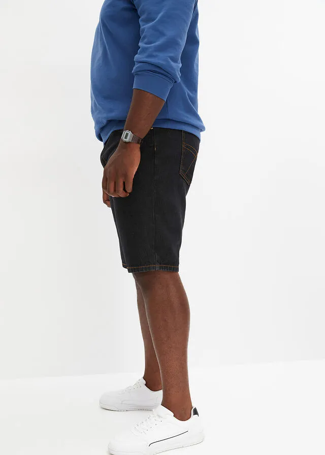 Bermudas vaqueras con cinturilla elástica lateral de corte clásico denim negro