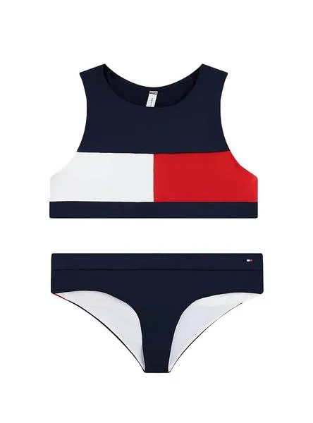 bikini tommy hilfiger flag azul para niña
