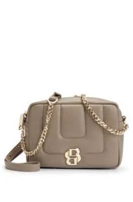 Bolso cruzado guateado con monograma Double B metálico