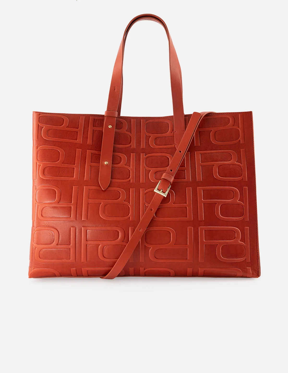 Bolso shopping de piel color naranja para mujer