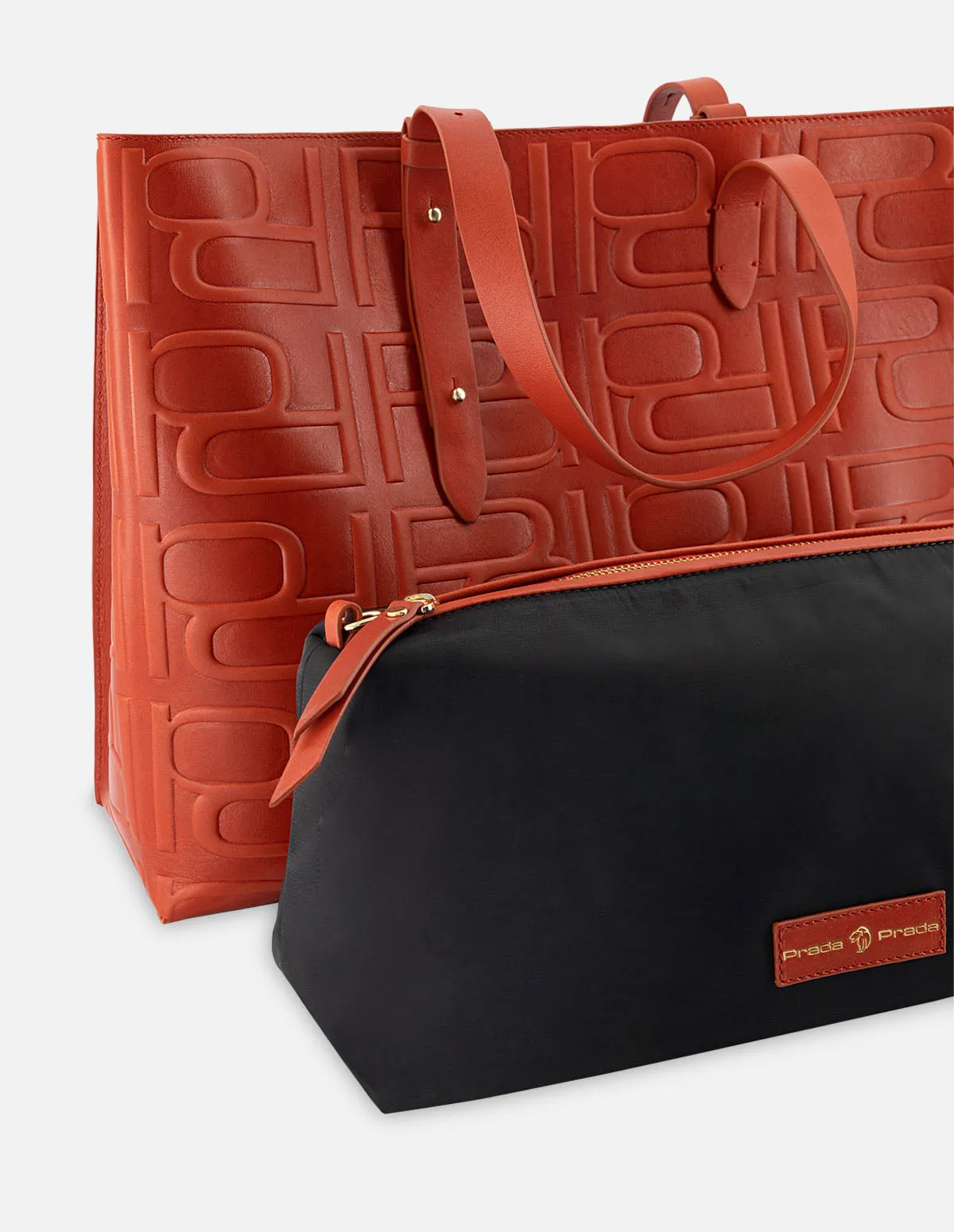 Bolso shopping de piel color naranja para mujer
