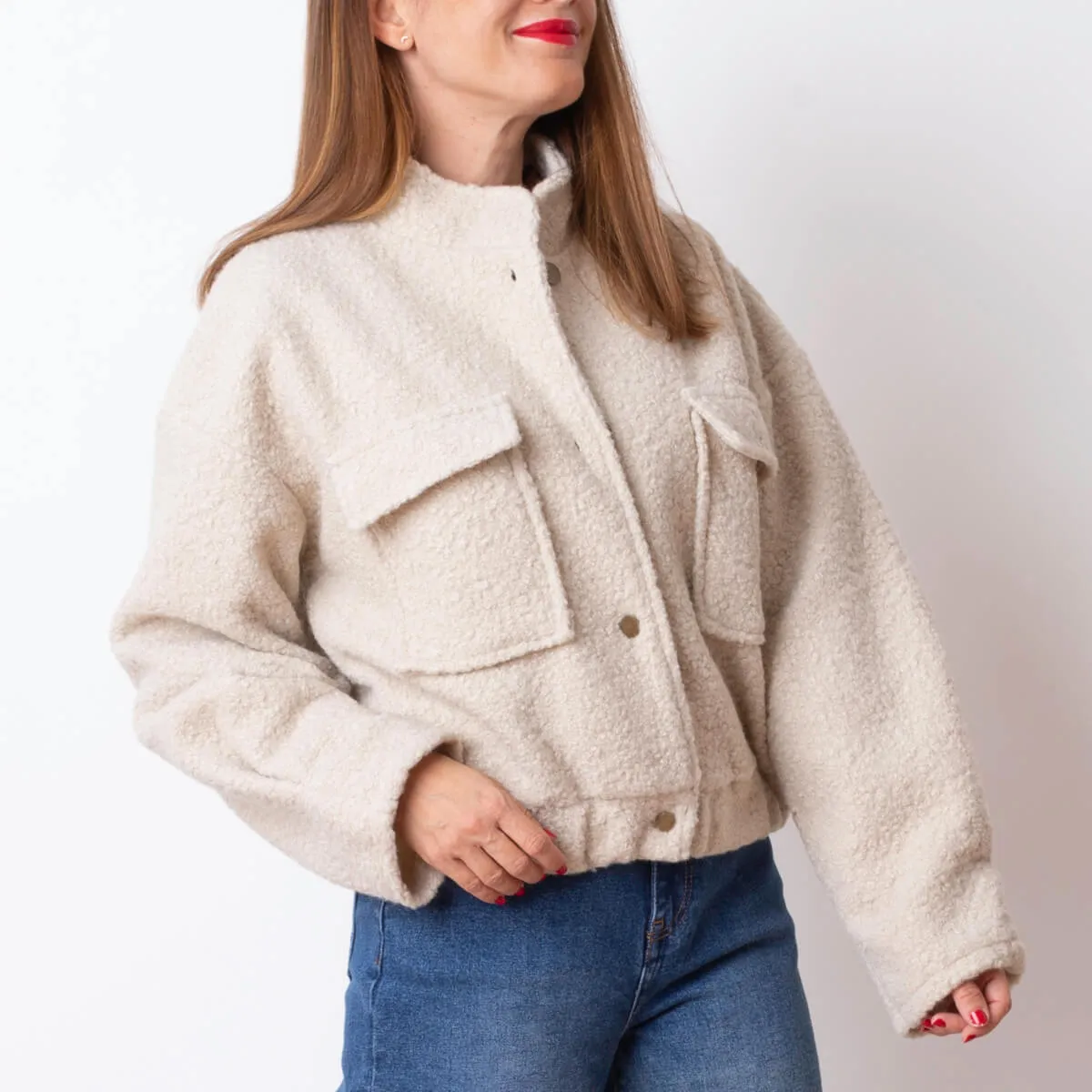 BOMBER CáLIDA BORREGUITO  CRUDO