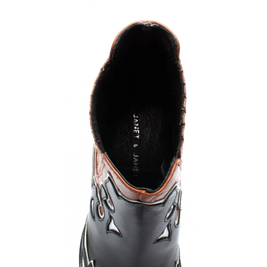 Bottes Mujer JANET & JANET 44202 Amanda Nero Cuero Negro Marron