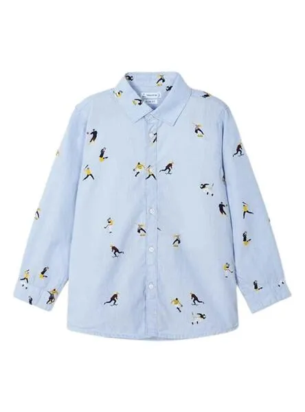 Camisa Mayoral Estampada Celeste para Niño