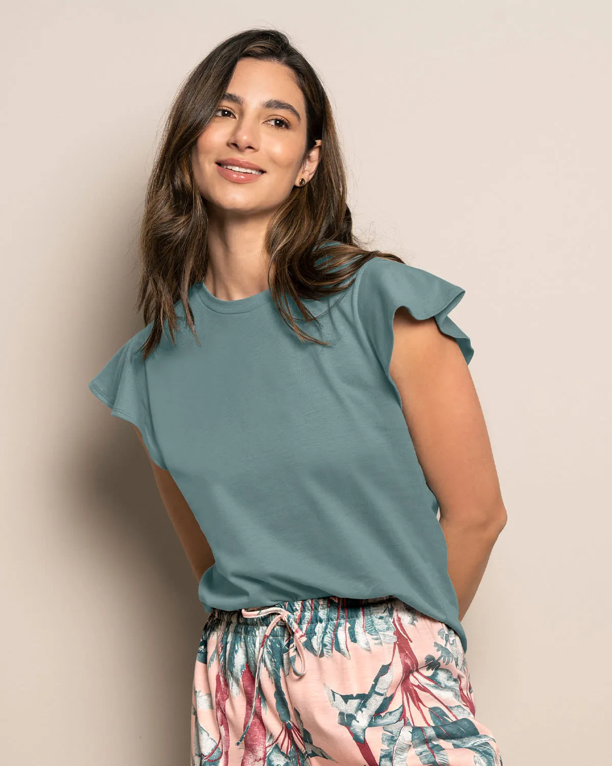 Camiseta cuello redondo y manga corta con boleros