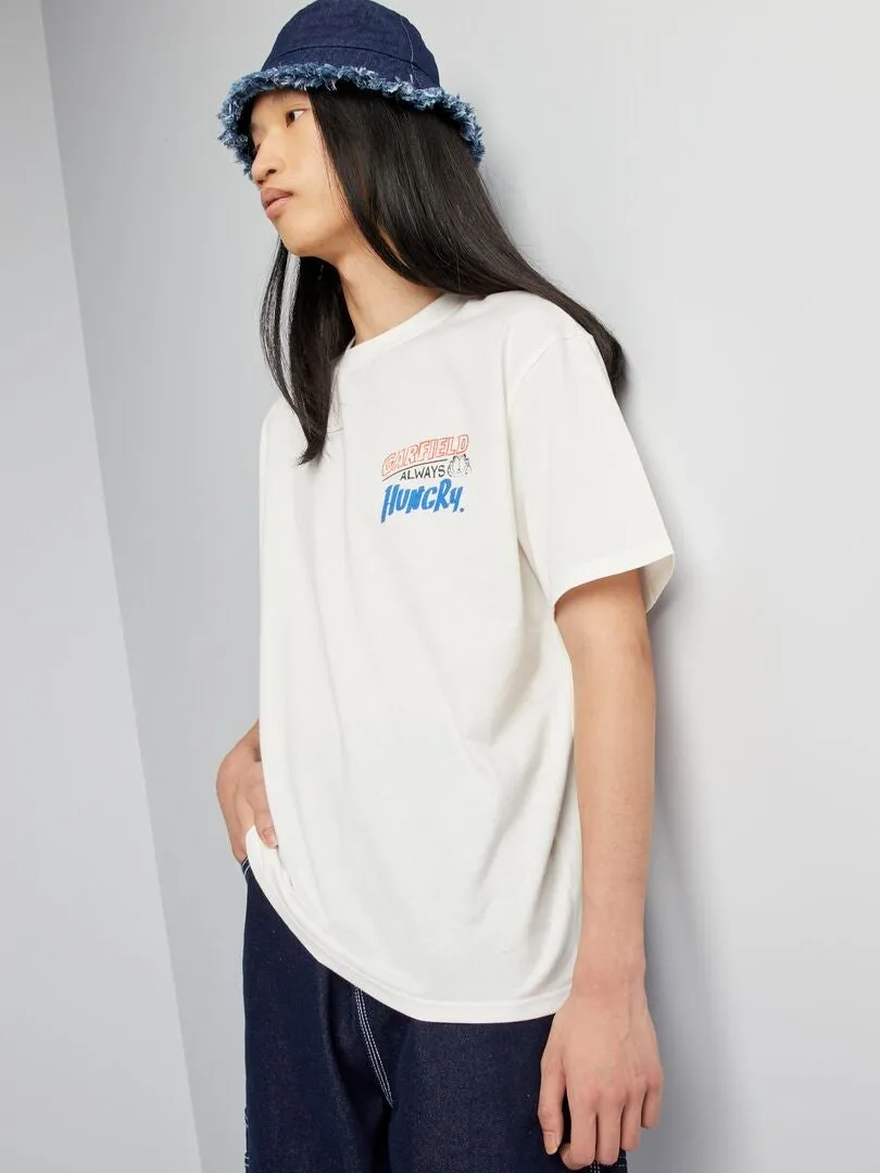 CAMISETA DE MANGA CORTA OVERSIZE 'GARFIELD'  BLANCO