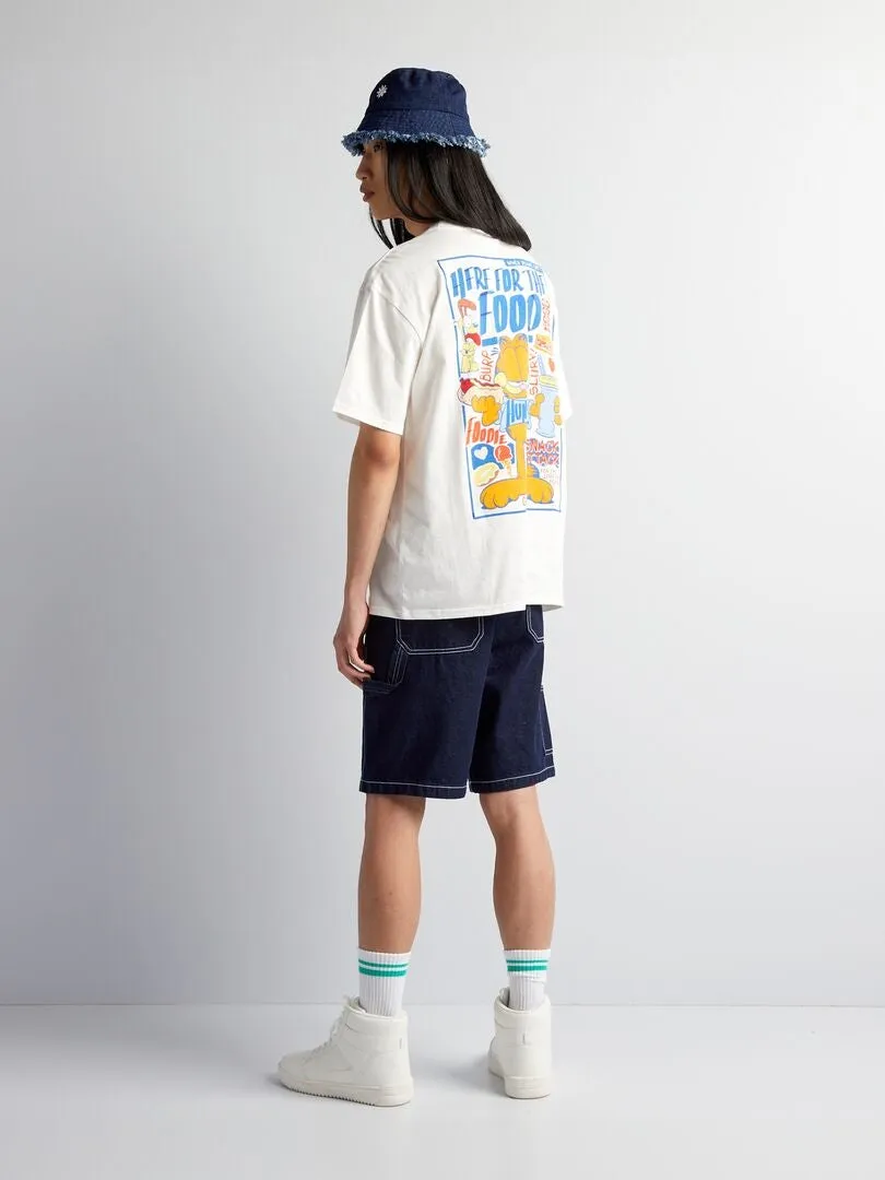 CAMISETA DE MANGA CORTA OVERSIZE 'GARFIELD'  BLANCO