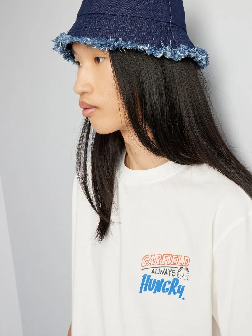 CAMISETA DE MANGA CORTA OVERSIZE 'GARFIELD'  BLANCO