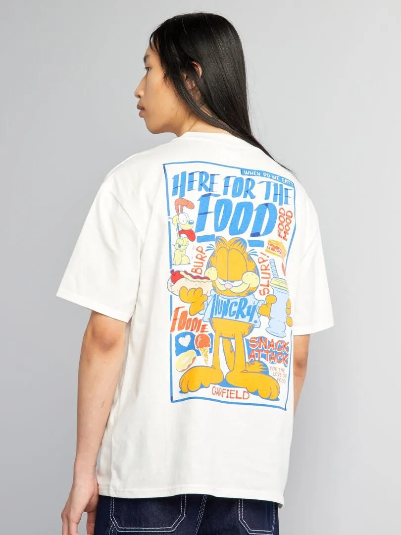 CAMISETA DE MANGA CORTA OVERSIZE 'GARFIELD'  BLANCO