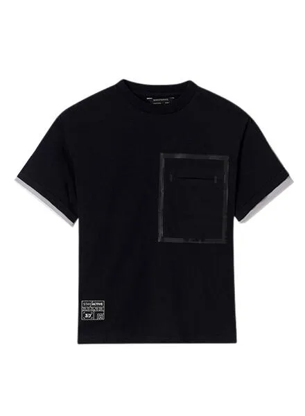 Camiseta Mayoral Contrastes Manga Negro Para Niño