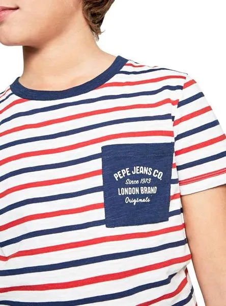 camiseta pepe jeans arnold blanco para niño