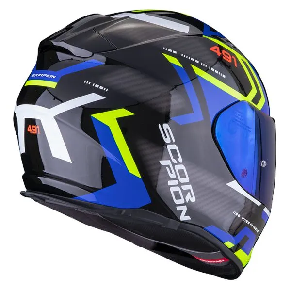 Casco Scorpion Exo 491 Spin Black Blue Yellow Fluo 