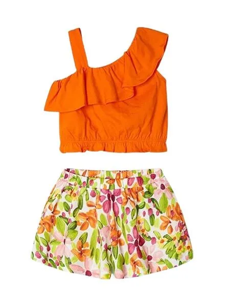 Conjunto Mayoral Asimétrico Naranja Para Niña