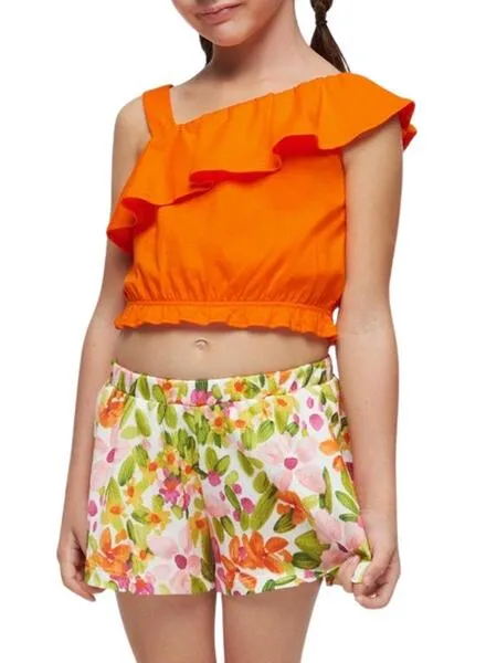 Conjunto Mayoral Asimétrico Naranja Para Niña