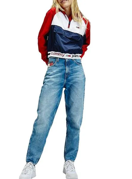 cortavientos tommy jeans colorblock logo mujer