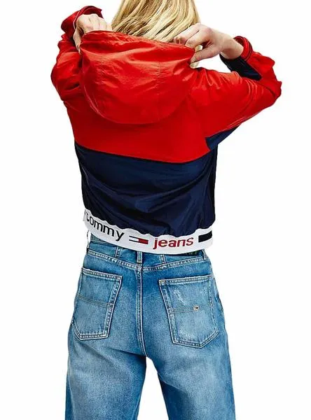 cortavientos tommy jeans colorblock logo mujer