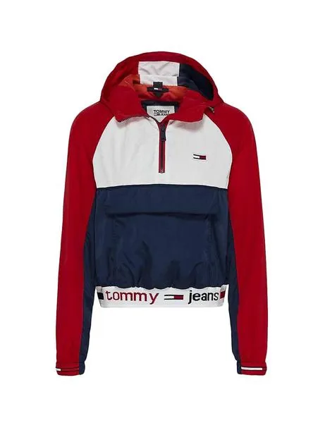 cortavientos tommy jeans colorblock logo mujer