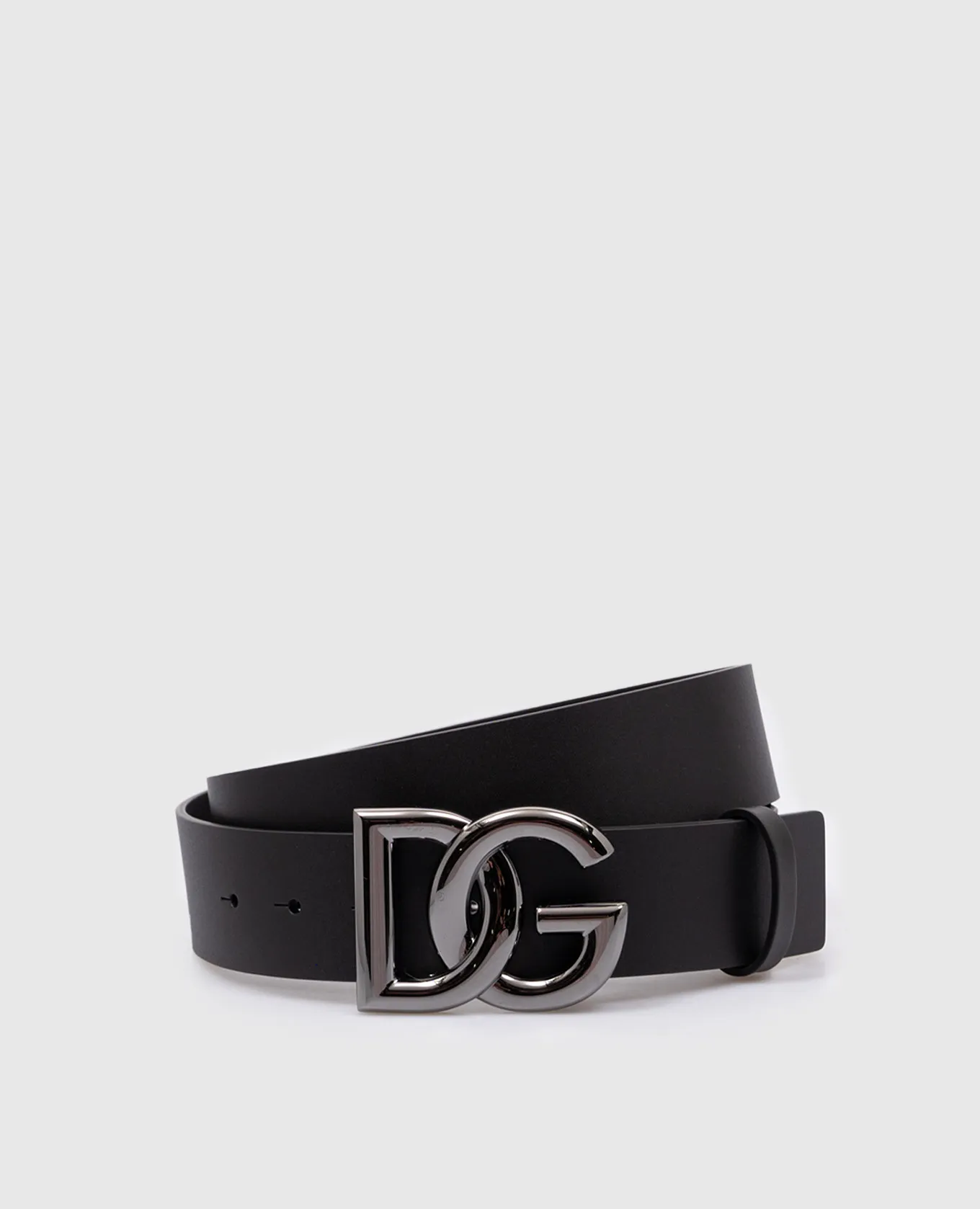 Dolce&Gabbana Black leather strap with metal DG logo