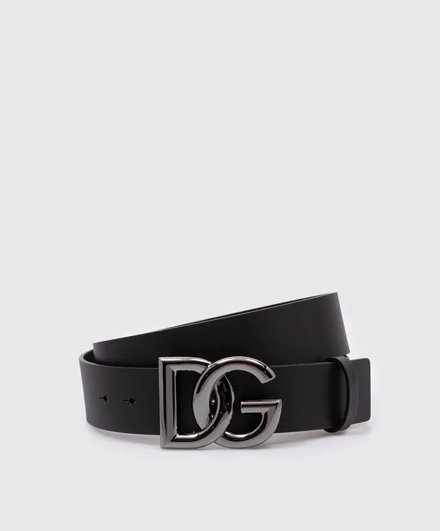 Dolce&Gabbana Black leather strap with metal DG logo