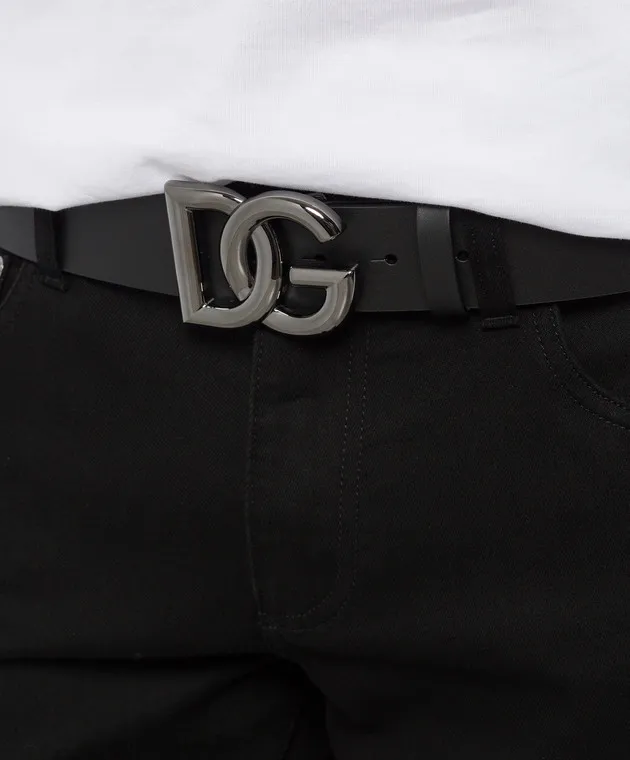Dolce&Gabbana Black leather strap with metal DG logo