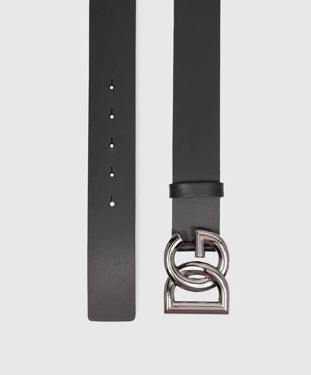 Dolce&Gabbana Black leather strap with metal DG logo