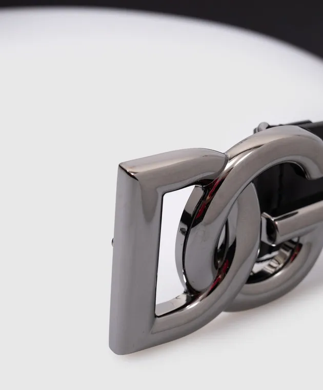 Dolce&Gabbana Black leather strap with metal DG logo