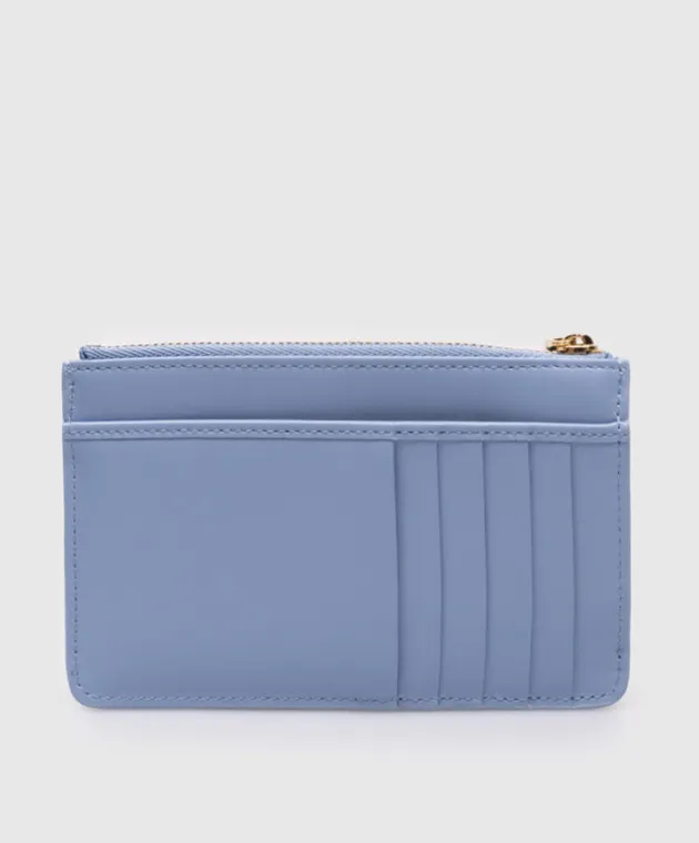 Dolce&Gabbana Blue leather cardholder with textured logo