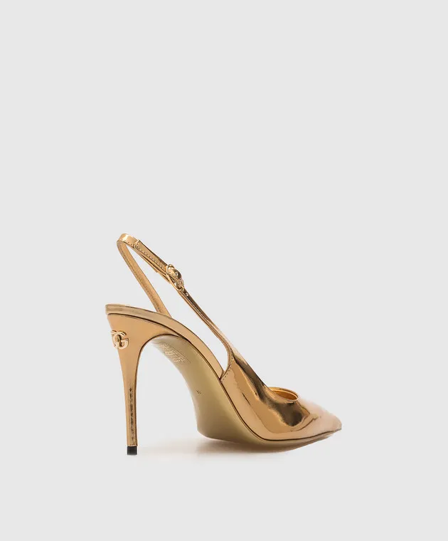 Dolce&Gabbana Gold leather slingbacks with DG logo