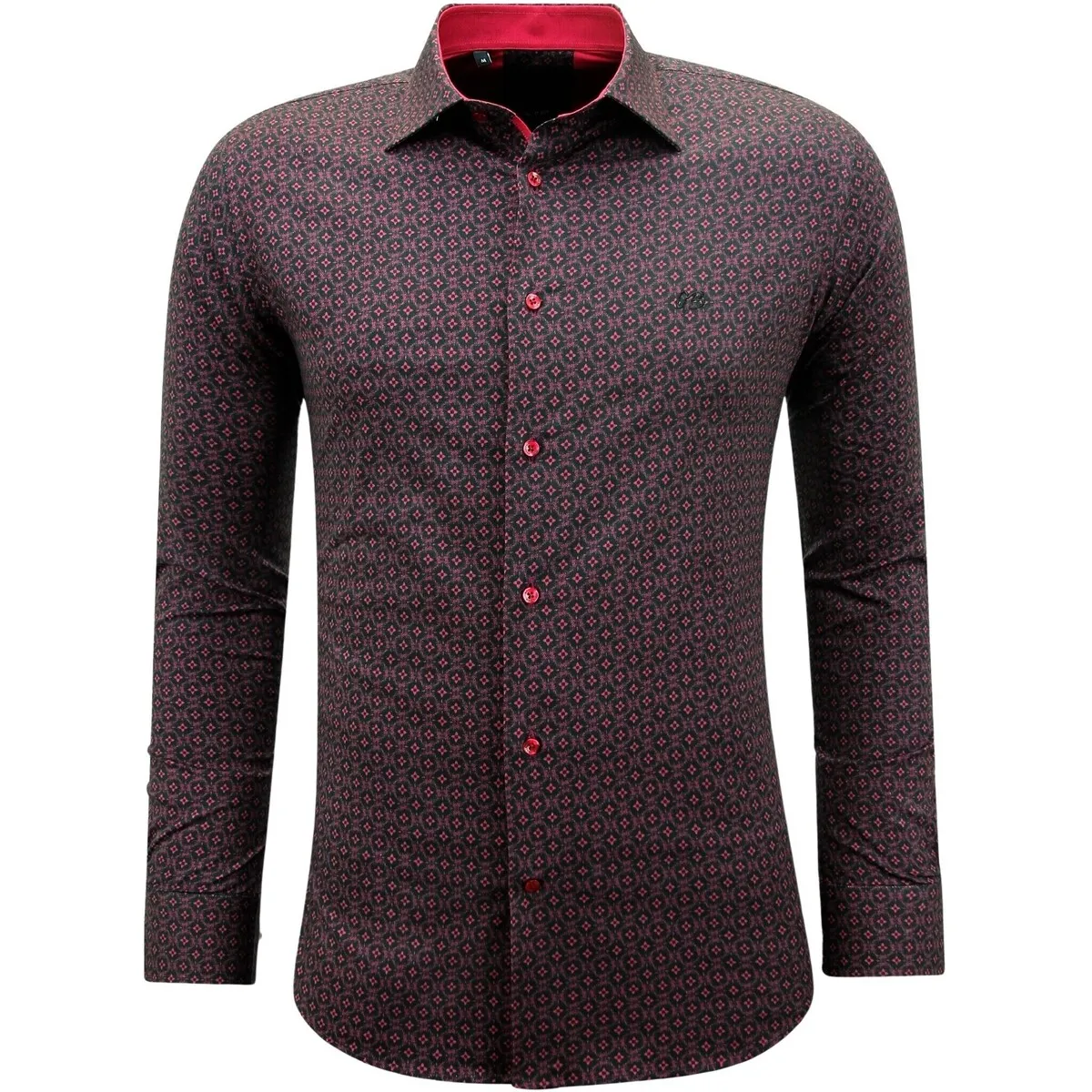 Estampada Hombre Manga Larga Slim