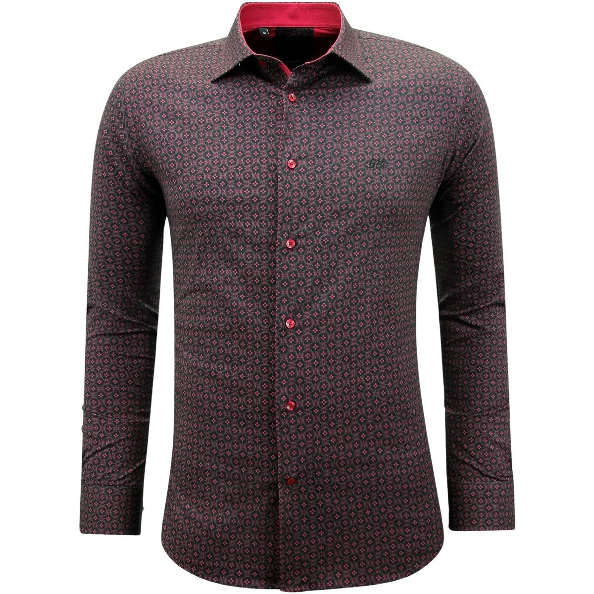 Estampada Hombre Manga Larga Slim
