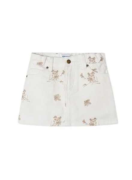 Falda Mayoral Bordada Beige Para Niña