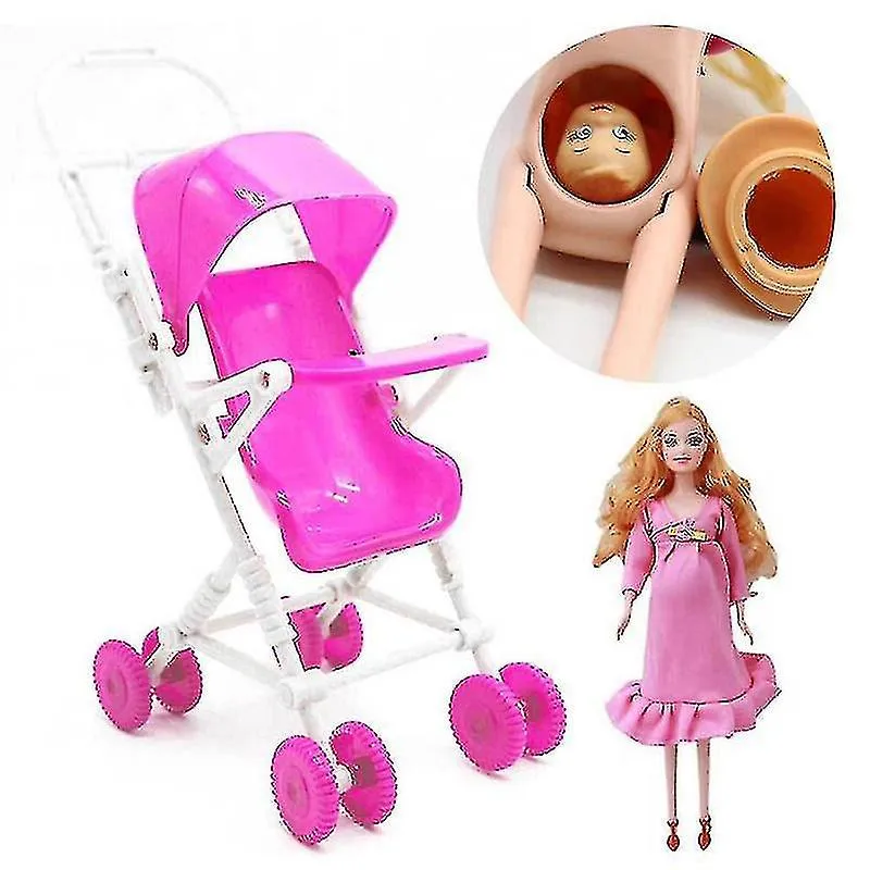 Familia de muñecas de cuatro niñas Niño embarazada Madre y padre Dolly Niños