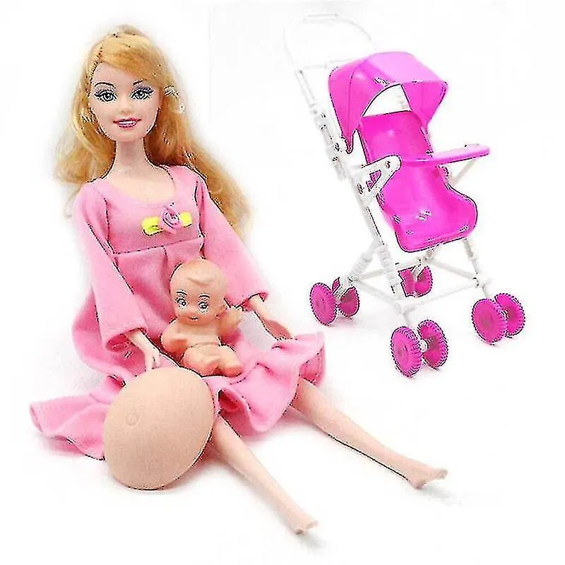 Familia de muñecas de cuatro niñas Niño embarazada Madre y padre Dolly Niños