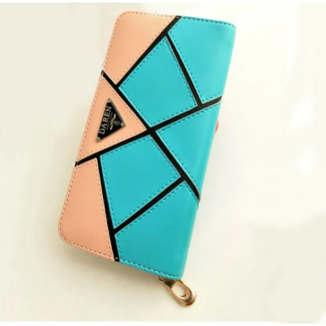 Fashion Geometry Contrast Color Wallet