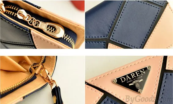 Fashion Geometry Contrast Color Wallet