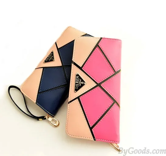 Fashion Geometry Contrast Color Wallet