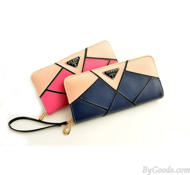 Fashion Geometry Contrast Color Wallet