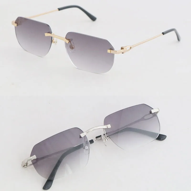 Gafas de sol cuadradas grandes de moda sin montura de metal Mujer Gafas de lujo de metal Diseñador Gafas vintage Hombre y mujer 