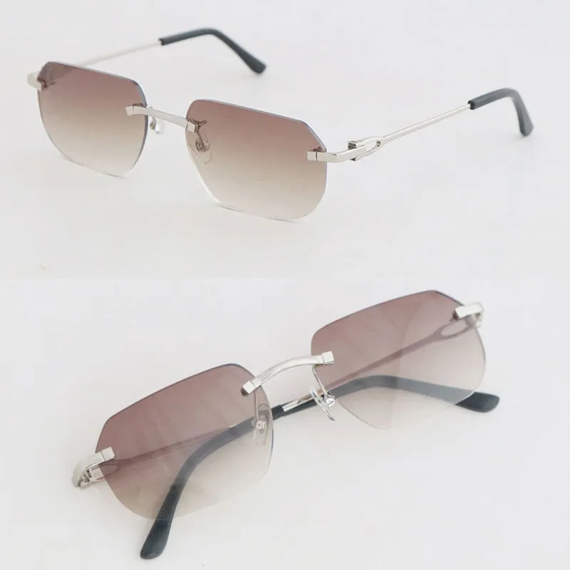 Gafas de sol cuadradas grandes de moda sin montura de metal Mujer Gafas de lujo de metal Diseñador Gafas vintage Hombre y mujer 