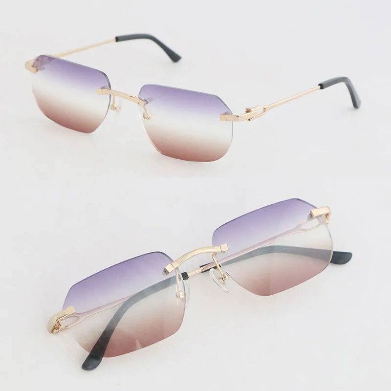 Gafas de sol cuadradas grandes de moda sin montura de metal Mujer Gafas de lujo de metal Diseñador Gafas vintage Hombre y mujer 