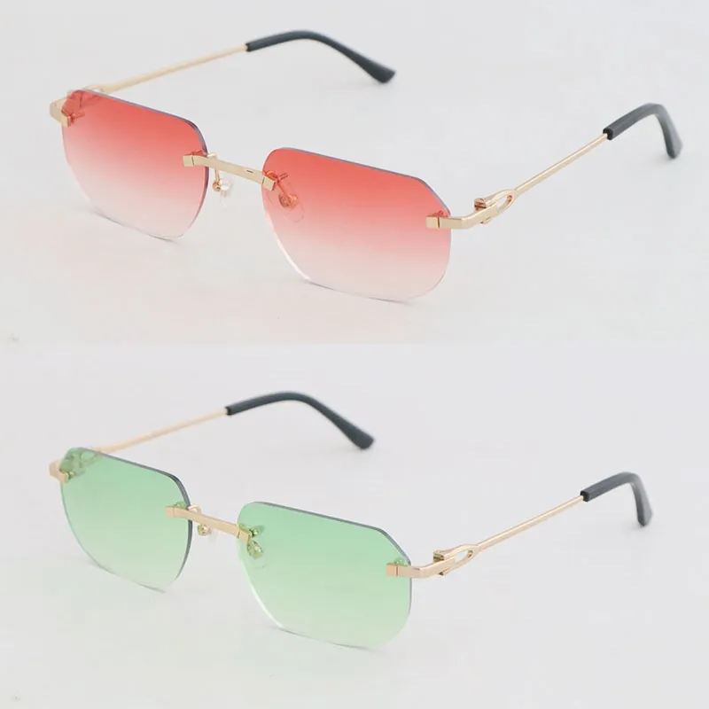 Gafas de sol cuadradas grandes de moda sin montura de metal Mujer Gafas de lujo de metal Diseñador Gafas vintage Hombre y mujer 