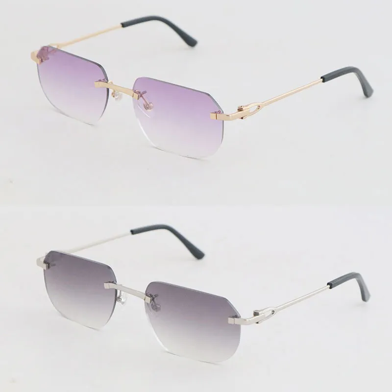 Gafas de sol cuadradas grandes de moda sin montura de metal Mujer Gafas de lujo de metal Diseñador Gafas vintage Hombre y mujer 
