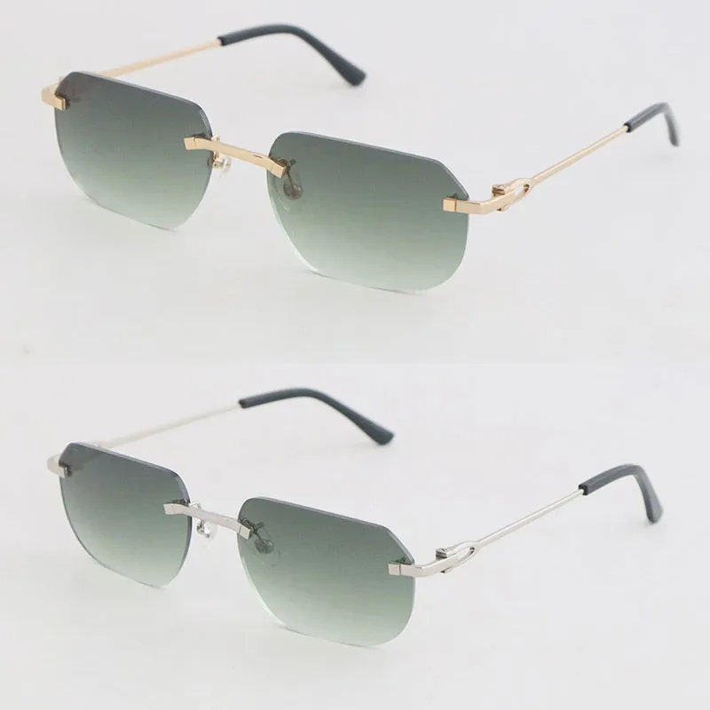 Gafas de sol cuadradas grandes de moda sin montura de metal Mujer Gafas de lujo de metal Diseñador Gafas vintage Hombre y mujer 