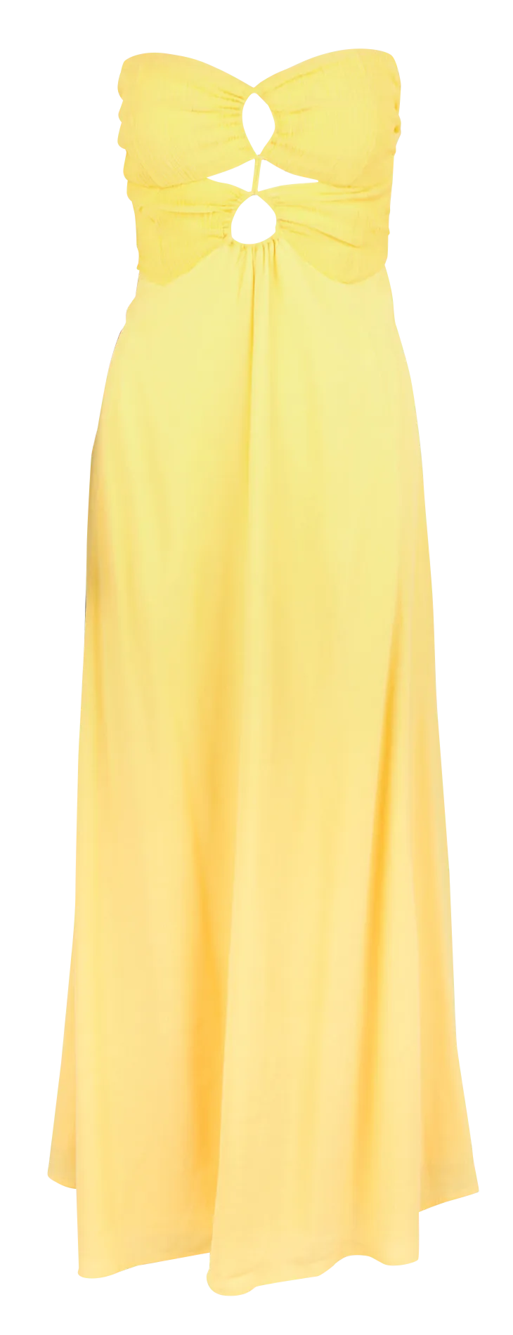 KARMA KOMA LIPS  VESTIDO LARGO ESTILO BUSTIER DE LINO Y MEZCLA DE SEDA EN AMARILLO
